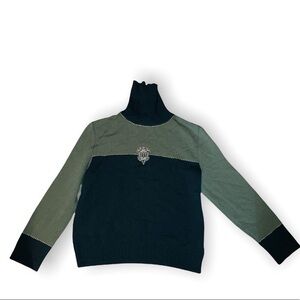 St. John sport Marie gray green colorblock turtleneck sweater St. John chateau